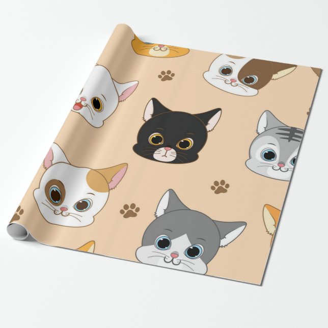 Katzenmuster Geschenkpapier (Ungerollt)