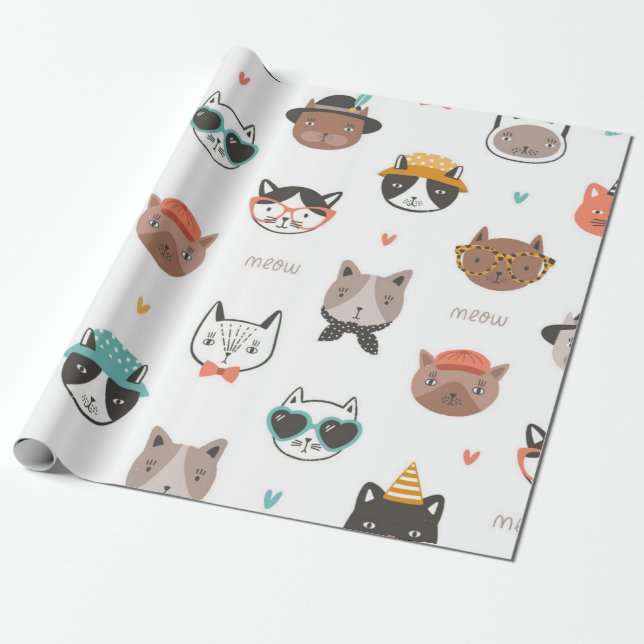 Katzenmuster Geschenkpapier (Ungerollt)