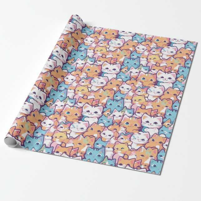 Katzenmuster Geschenkpapier (Ungerollt)
