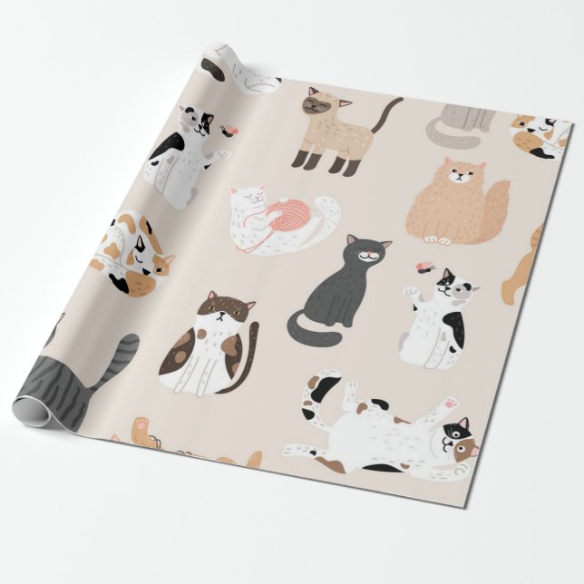 Katzenmuster Geschenkpapier (Ungerollt)