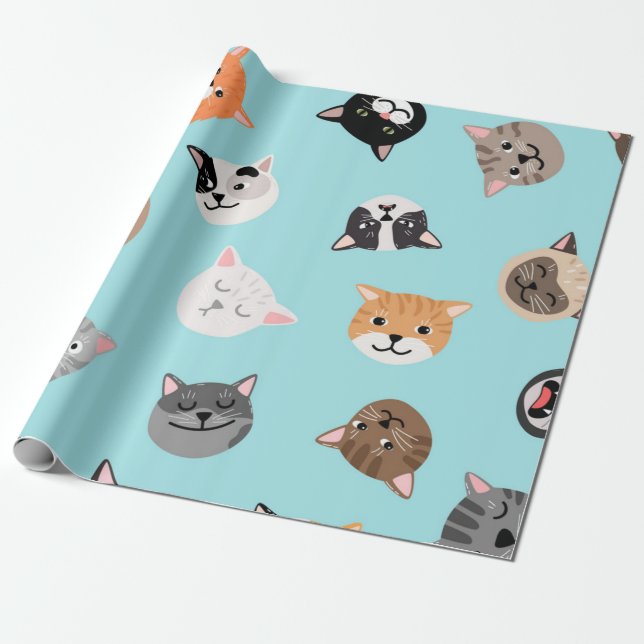 Katzenmuster Geschenkpapier (Ungerollt)
