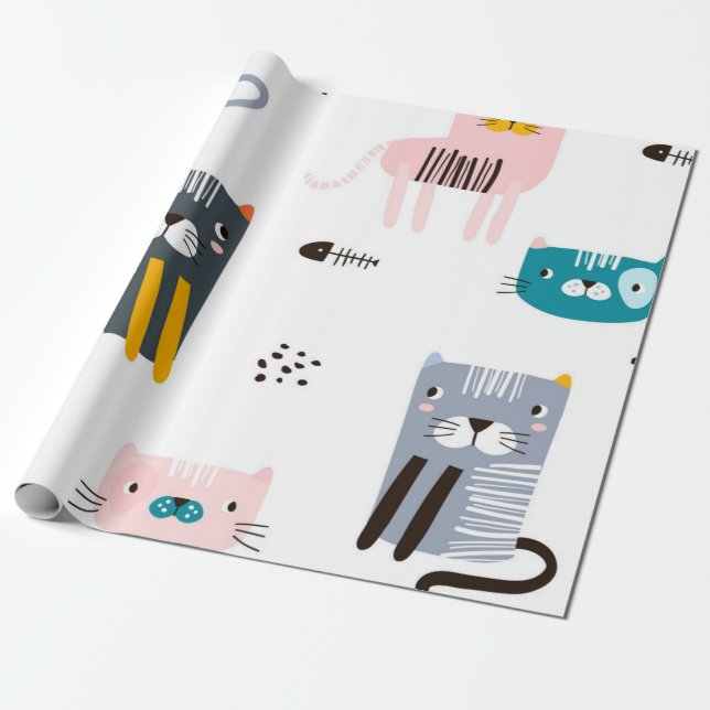 Katzenmuster Geschenkpapier (Ungerollt)