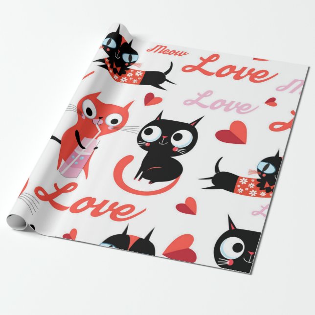 Katzenmuster Geschenkpapier (Ungerollt)