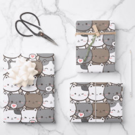 Katzenmuster Geschenkpapier Set