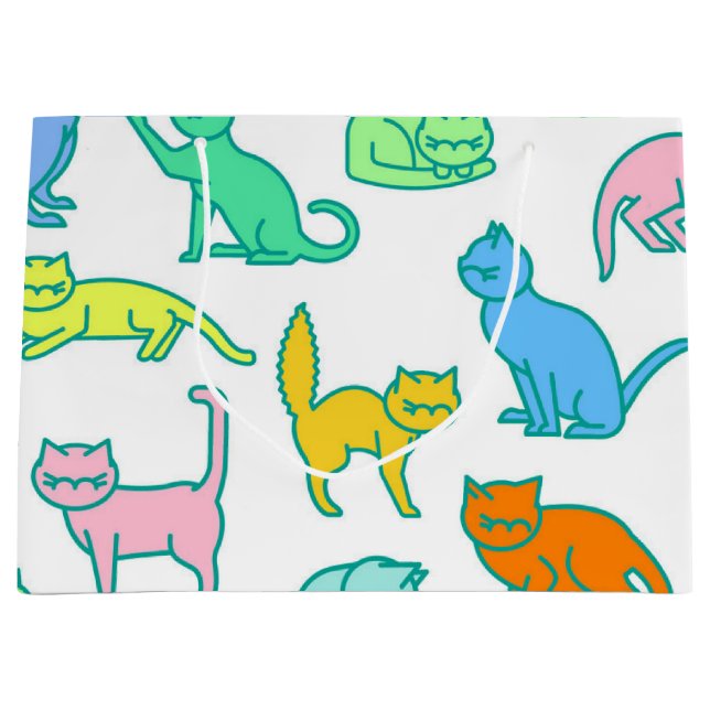 Katzenmuster Große Geschenktüte (Vorderseite)