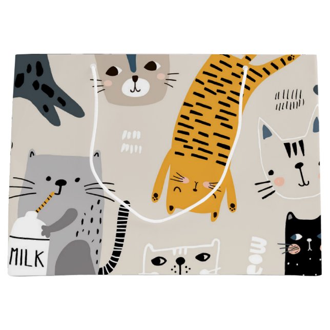 Katzenmuster Große Geschenktüte (Vorderseite)