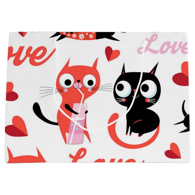 Katzenmuster Große Geschenktüte (Vorderseite)