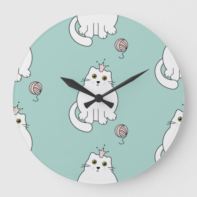 Katzenmuster Große Wanduhr (Vorderseite)