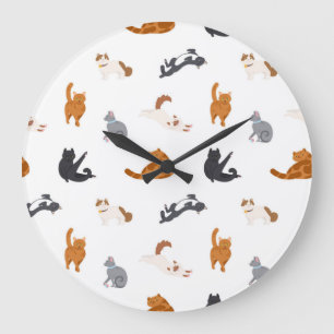 Katzenmuster Große Wanduhr