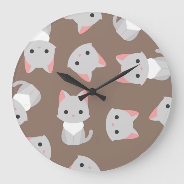 Katzenmuster Große Wanduhr (Vorderseite)