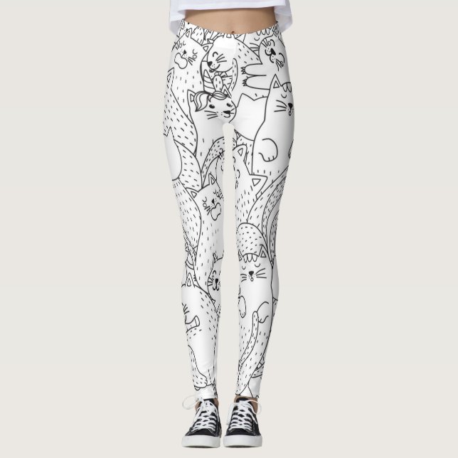 Katzenmuster Leggings (Vorderseite)