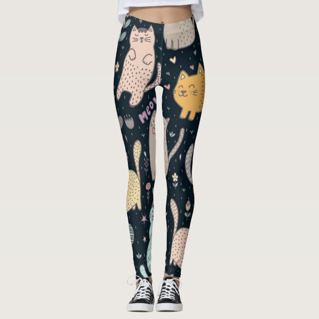 Katzenmuster Leggings (Vorderseite)