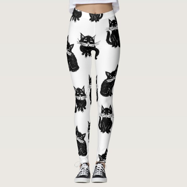 Katzenmuster Leggings (Vorderseite)