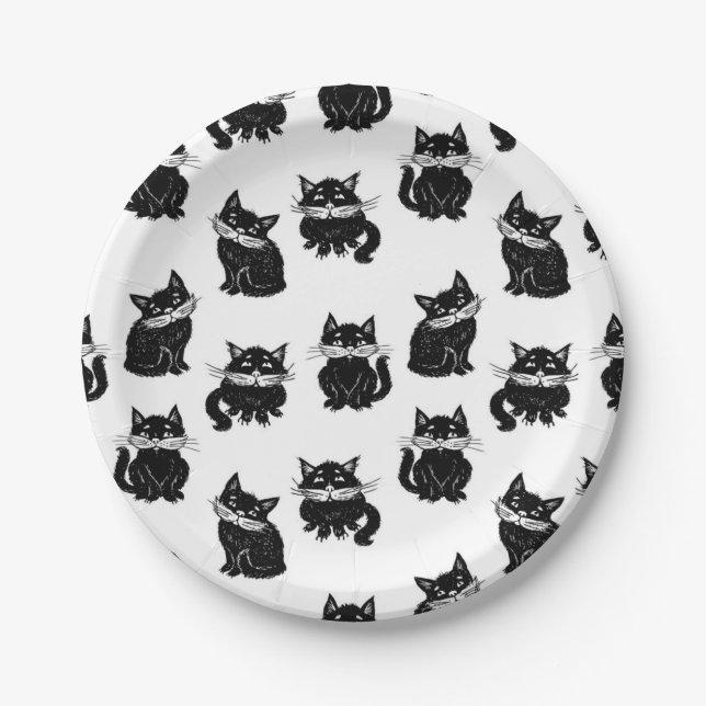 Katzenmuster Pappteller (Vorderseite)
