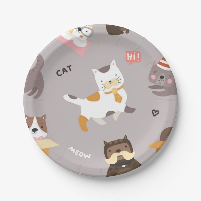 Katzenmuster Pappteller (Vorderseite)