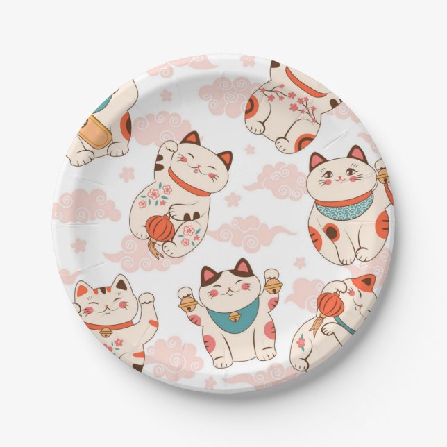 Katzenmuster Pappteller (Vorderseite)