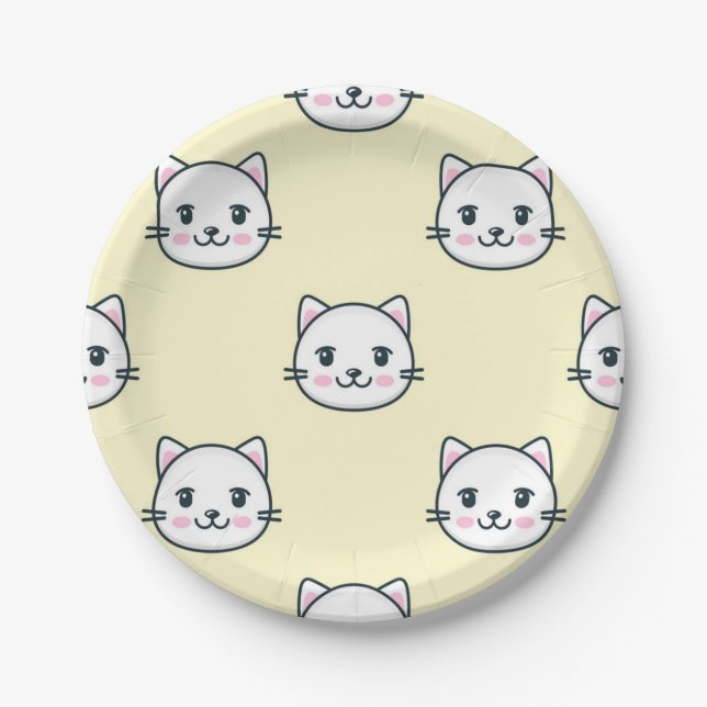 Katzenmuster Pappteller (Vorderseite)