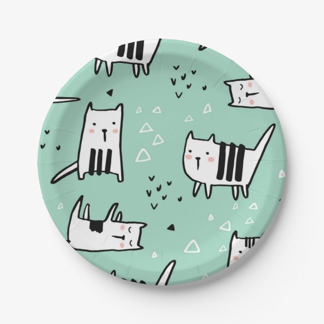 Katzenmuster Pappteller (Vorderseite)