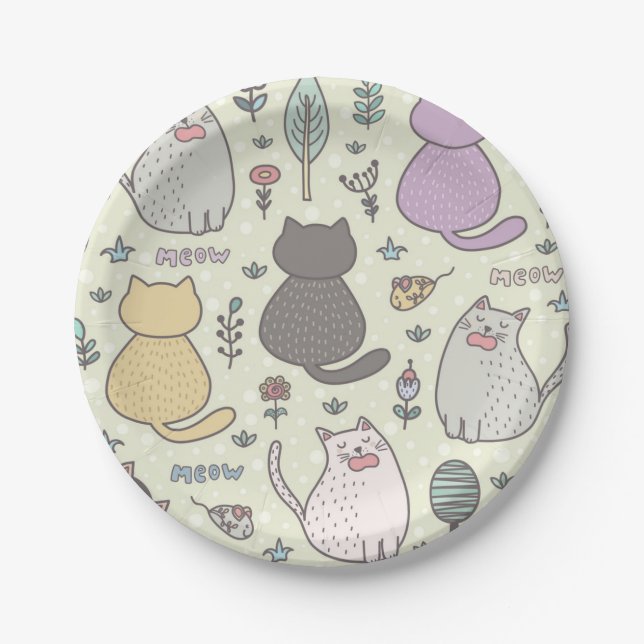 Katzenmuster Pappteller (Vorderseite)
