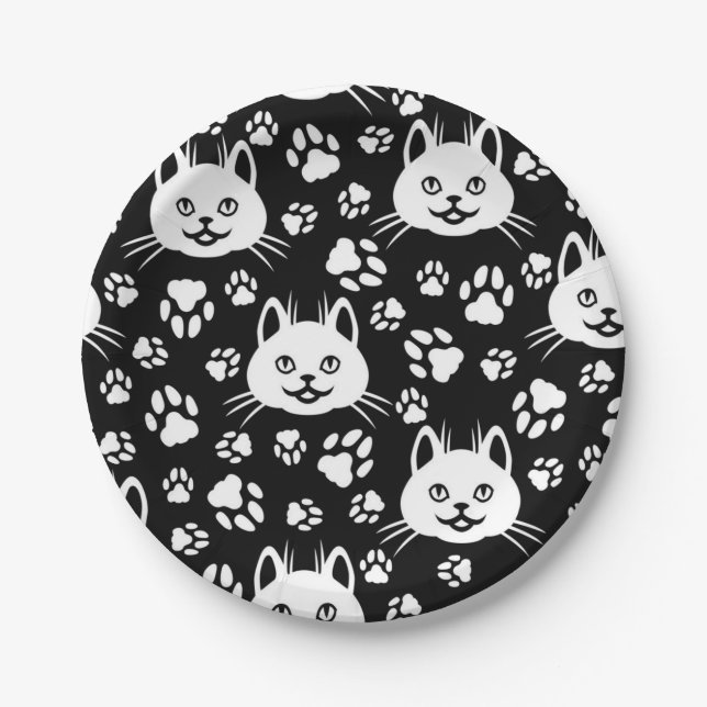 Katzenmuster Pappteller (Vorderseite)