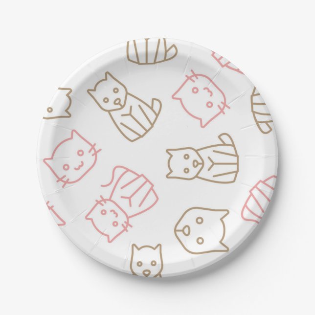 Katzenmuster Pappteller (Vorderseite)