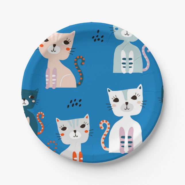 Katzenmuster Pappteller (Vorderseite)