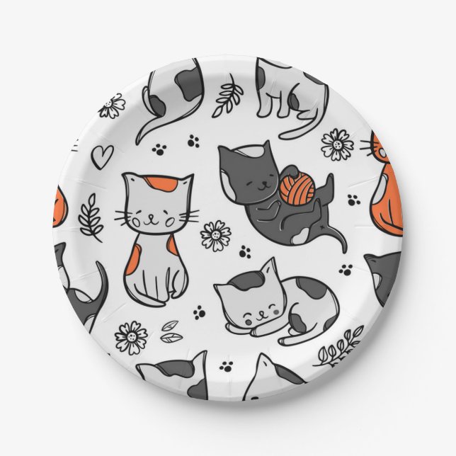 Katzenmuster Pappteller (Vorderseite)