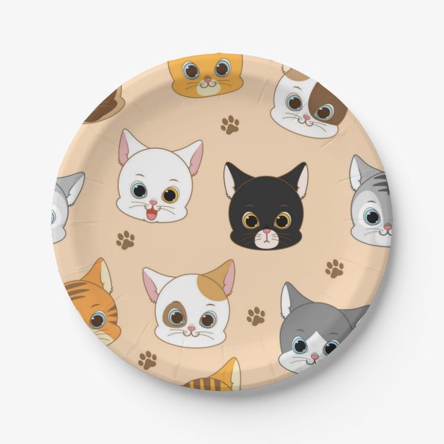Katzenmuster Pappteller (Vorderseite)