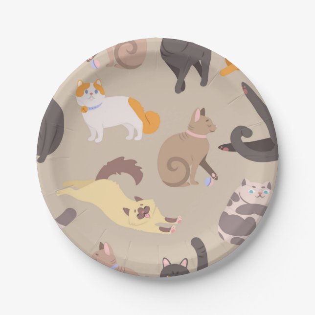 Katzenmuster Pappteller (Vorderseite)