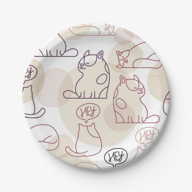 Katzenmuster Pappteller (Vorderseite)