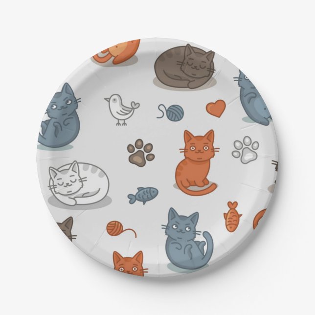 Katzenmuster Pappteller (Vorderseite)