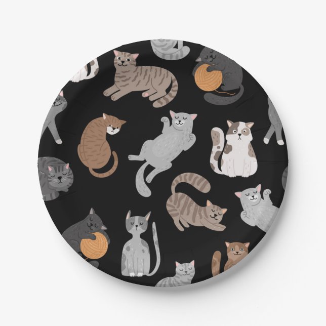Katzenmuster Pappteller (Vorderseite)