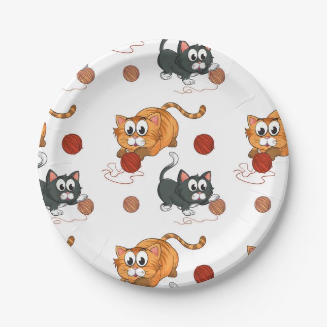 Katzenmuster Pappteller (Vorderseite)