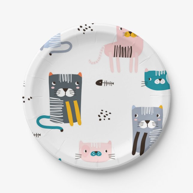 Katzenmuster Pappteller (Vorderseite)