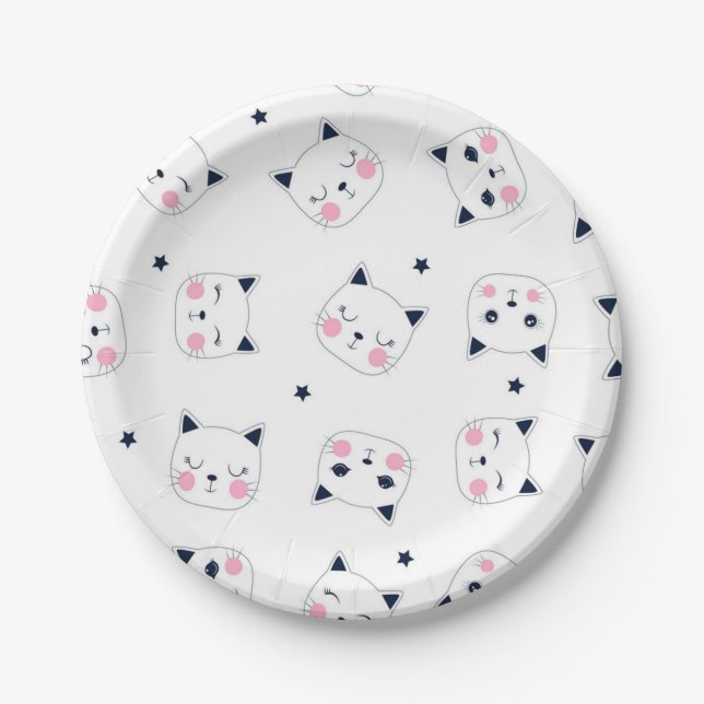 Katzenmuster Pappteller (Vorderseite)