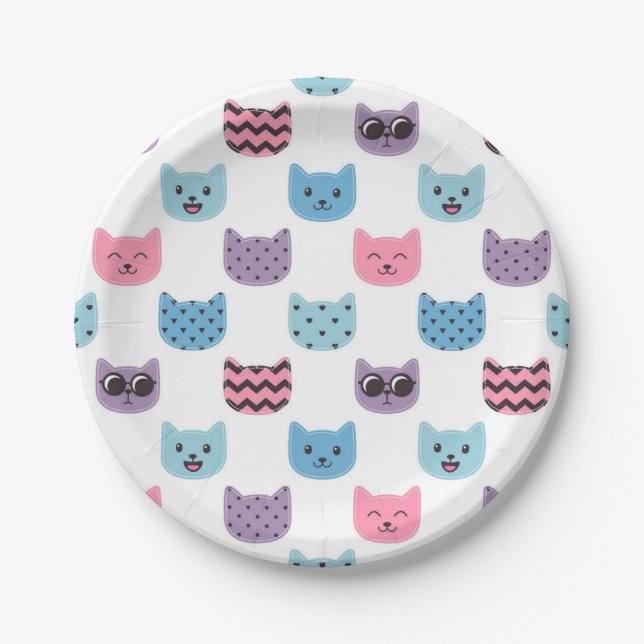 Katzenmuster Pappteller (Vorderseite)