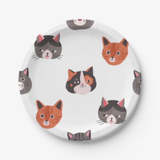 Katzenmuster Pappteller (Vorderseite)