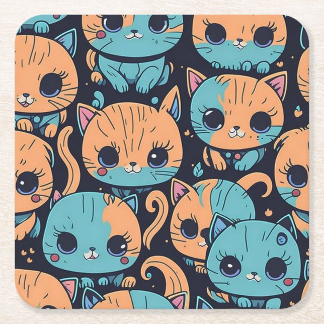 Katzenmuster Rechteckiger Pappuntersetzer (Vorderseite)