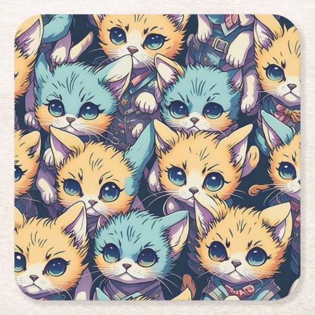 Katzenmuster Rechteckiger Pappuntersetzer (Vorderseite)