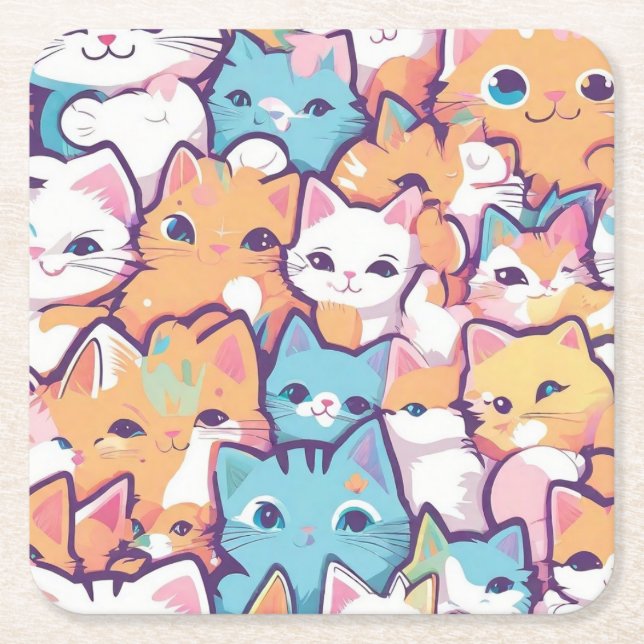 Katzenmuster Rechteckiger Pappuntersetzer (Vorderseite)