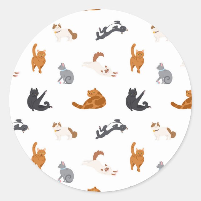 Katzenmuster Runder Aufkleber (Vorderseite)