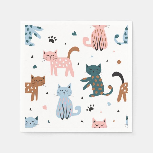 Katzenmuster Serviette (Vorderseite)