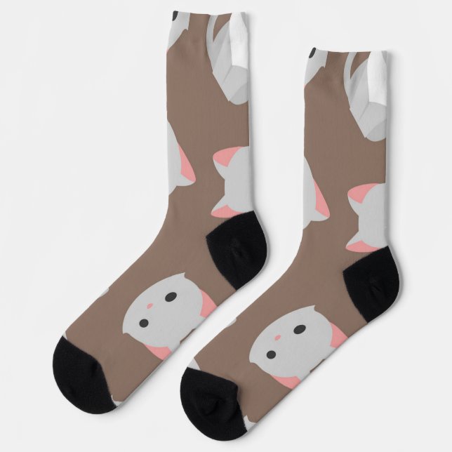 Katzenmuster Socken (Linkes Detail)