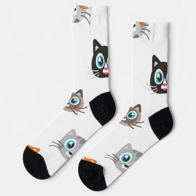 Katzenmuster Socken (Linkes Detail)