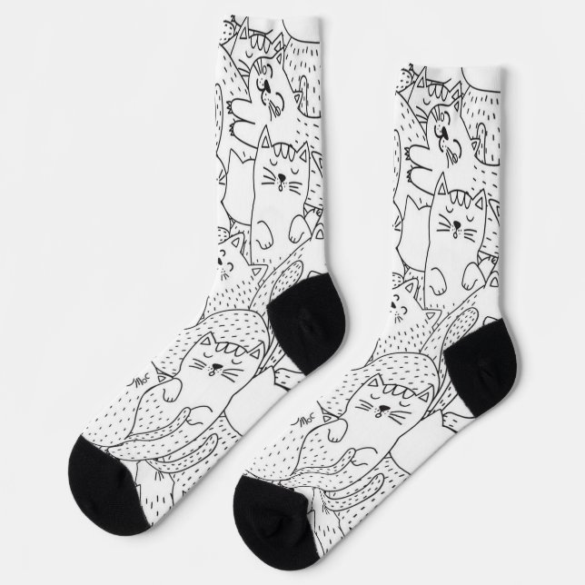 Katzenmuster Socken (Linkes Detail)