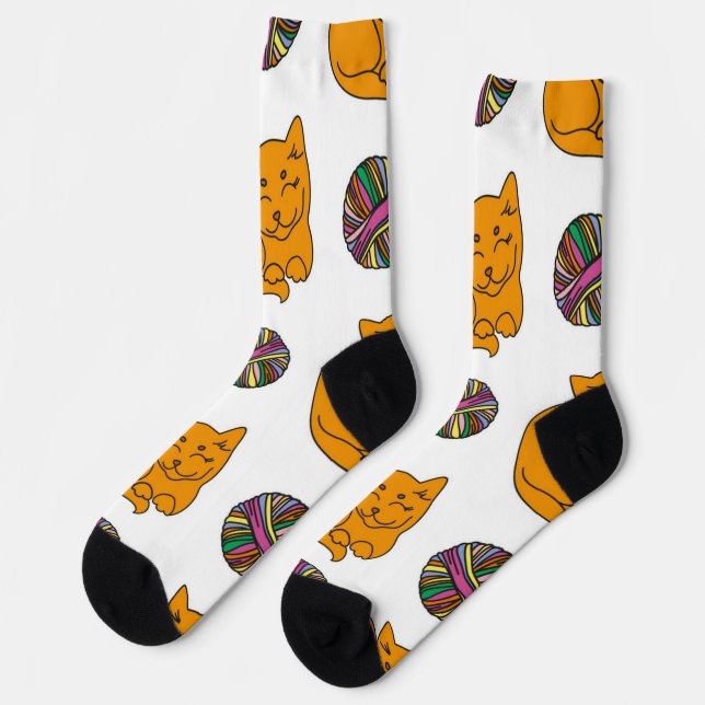 Katzenmuster Socken (Linkes Detail)