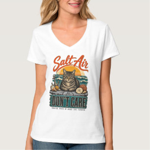 Katzenmutter an der Küste Vintage-Sonnenuntergang T-Shirt