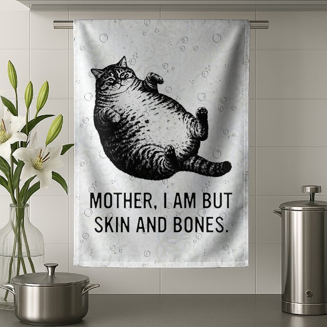 Katzenmutter bin ich, aber nur Haut und Knochen fü Geschirrtuch (Von Creator hochgeladen)