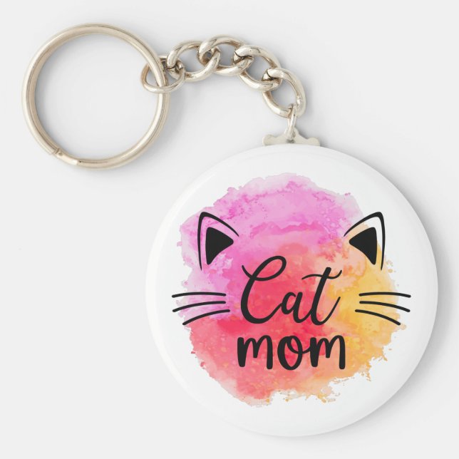 Katzenmutter bunt niedliche Katzengesicht Schlüsselanhänger (Vorne)