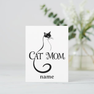 Katzenmutter, Elegante minimalistische schwarze Ka Postkarte